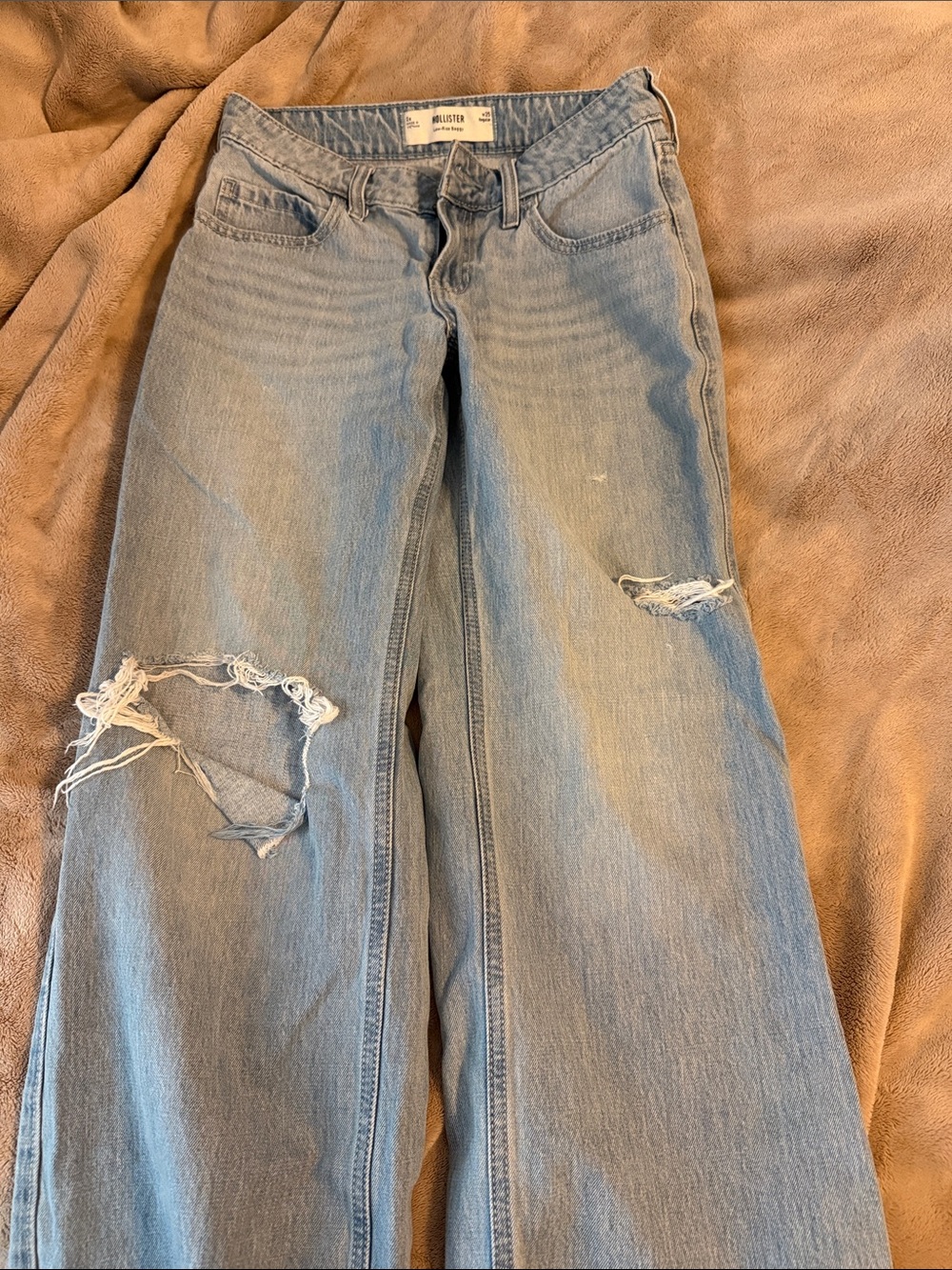 Hollister Light Blue Distressed Wide-Leg Jeans